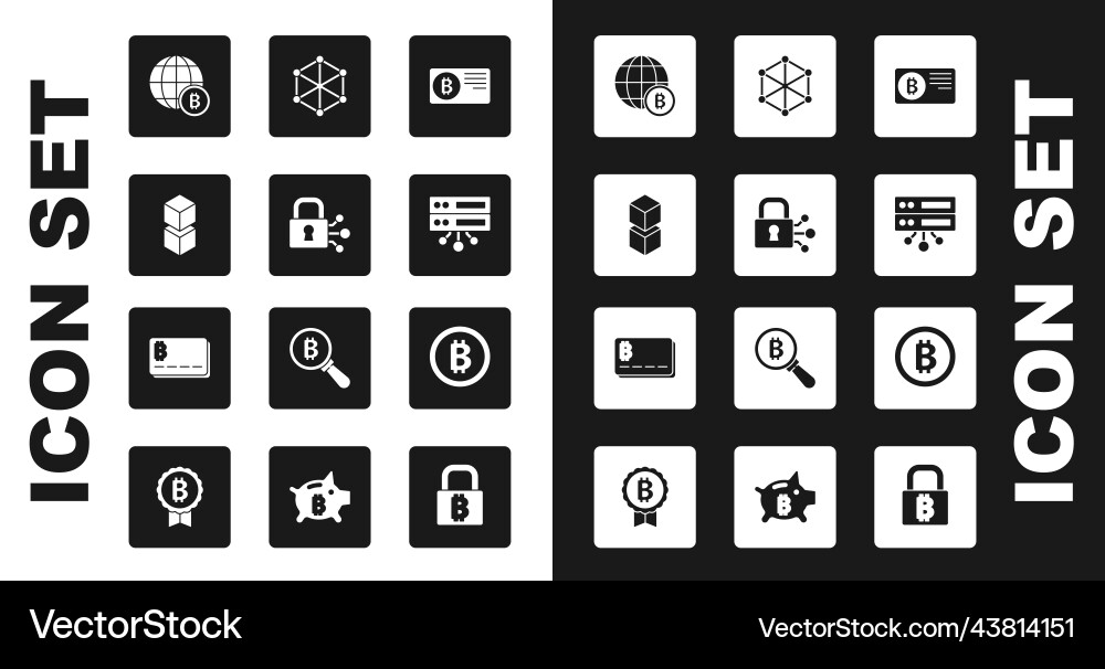 Set credit card with bitcoin lock blockchain vector image