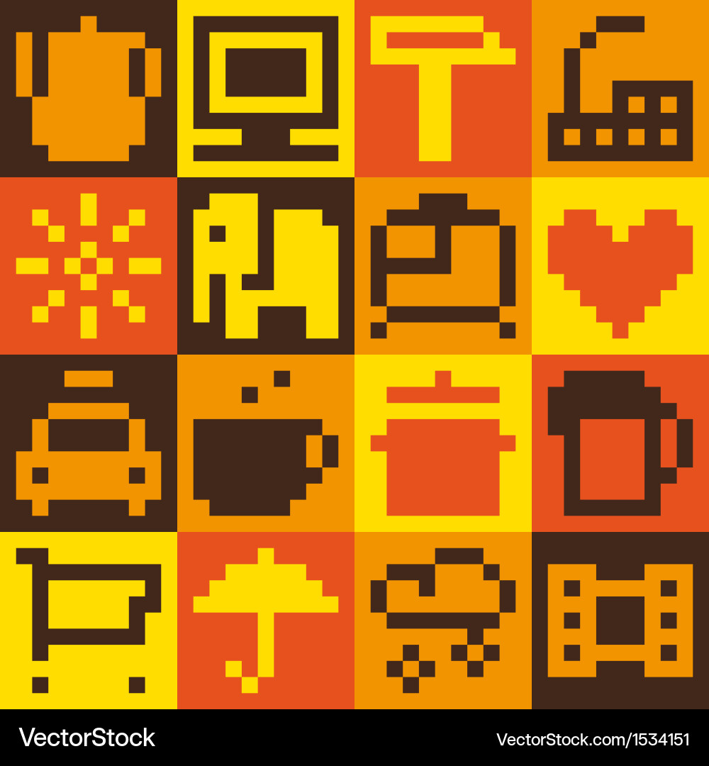Set of pixel objects vector image