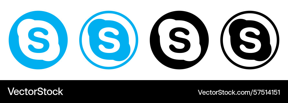 Set of round skype mobile app icons isolated Vector Image