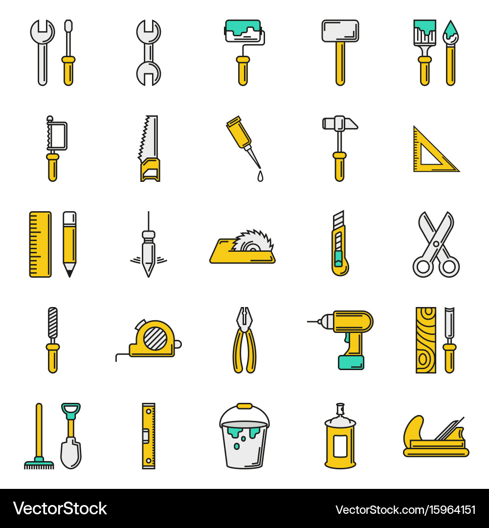 Tool Icons Set - Workshop Collection vector image
