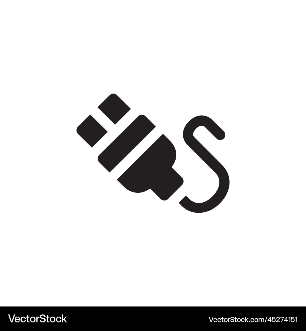 Usb cable icon computer component solid Usb cable icon computer component solid vector image