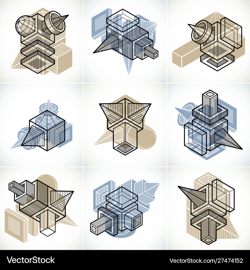3d engineering collection abstract shapes 3d engineering collection abstract shapes vector image