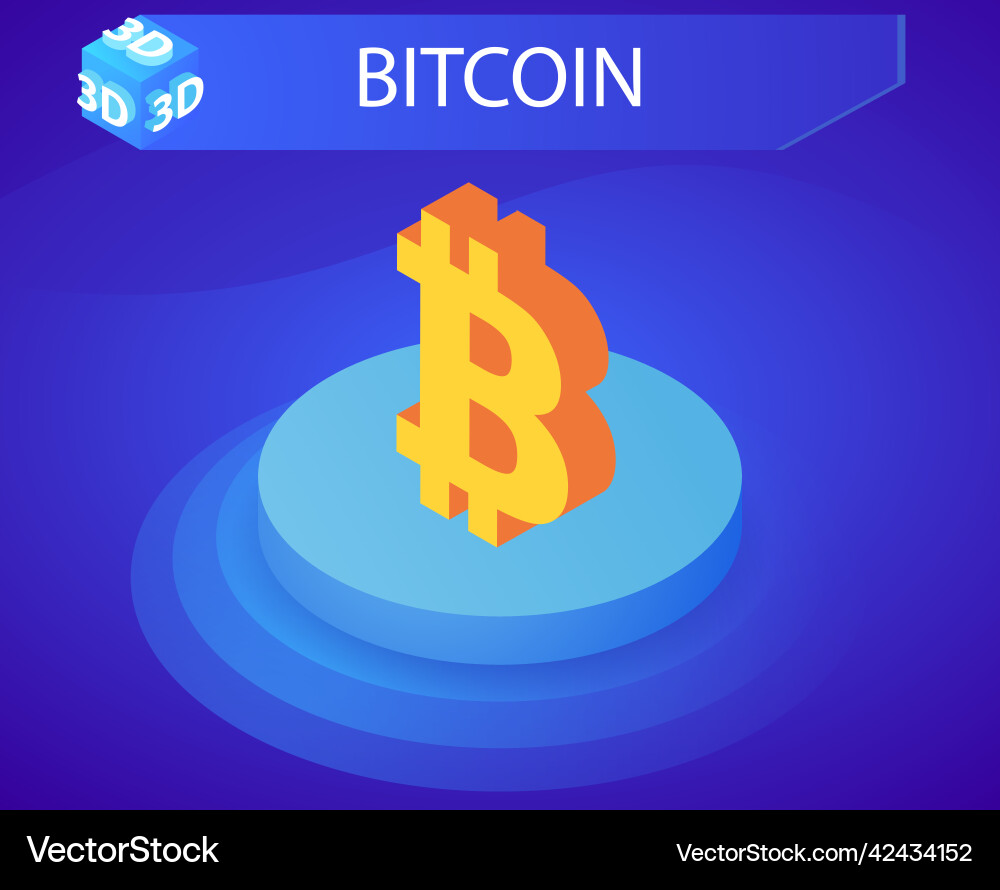 Bitcoin isometric design icon web 3d colorful Bitcoin isometric design icon web 3d colorful vector image