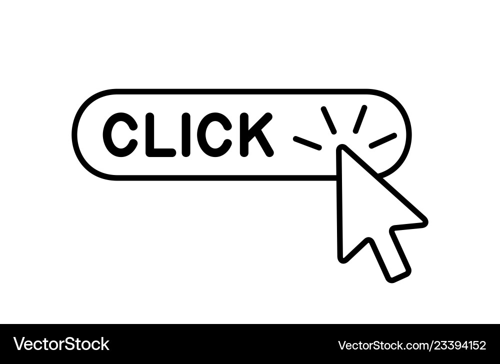 Click here button with cursor icon vector image