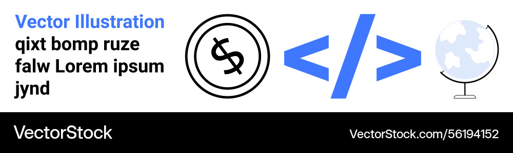 Code symbol with currency and globe highlighting Code symbol with currency and globe highlighting vector image