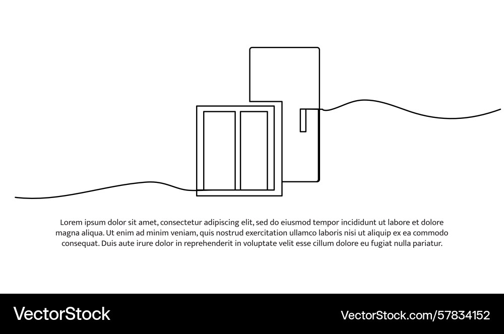 Continuous line design of window and door single Vector Image