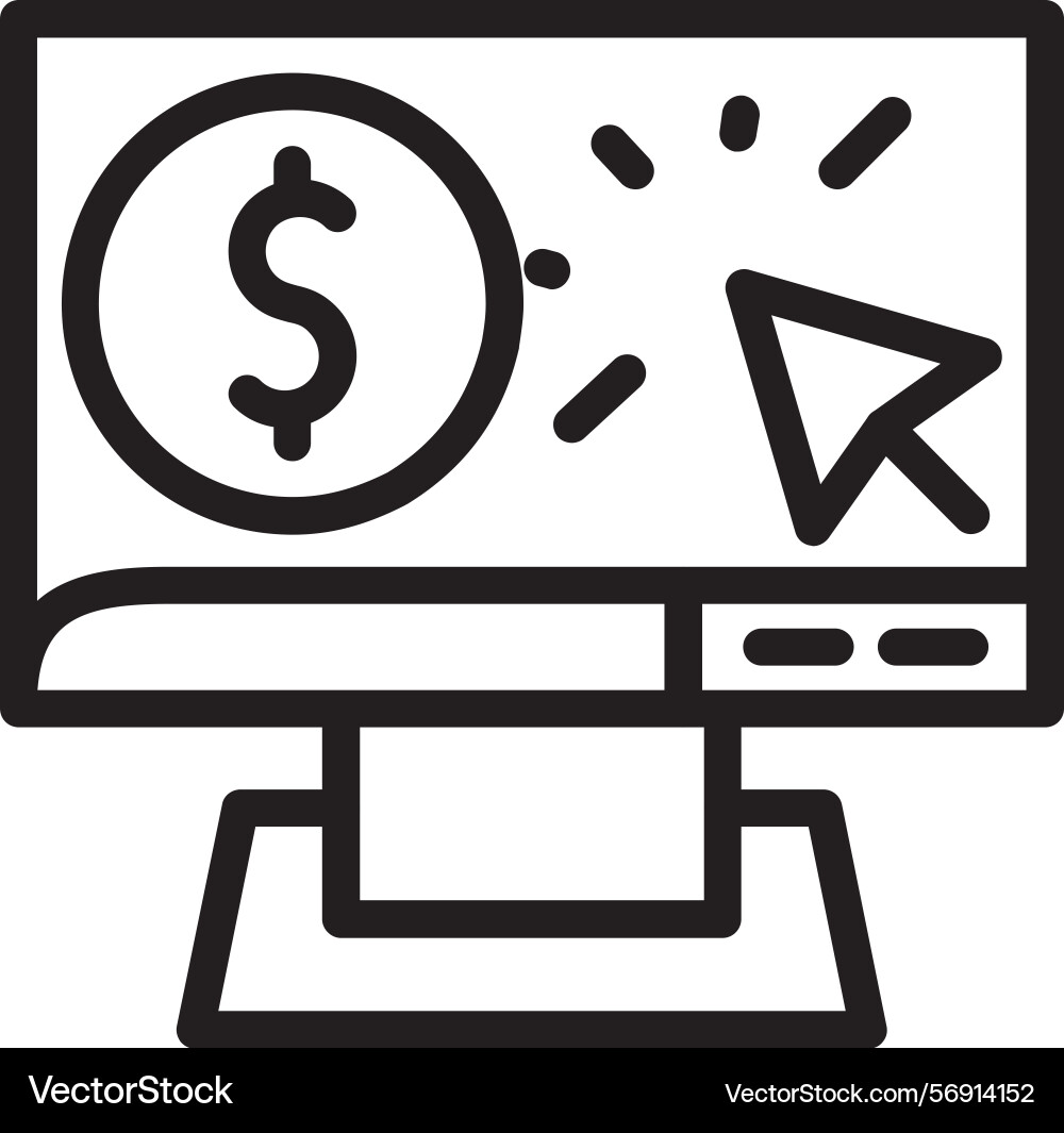 Cost per click linear style icon design Vector Image