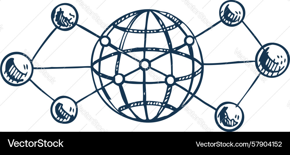 Decentralized global network nodes Vector Image