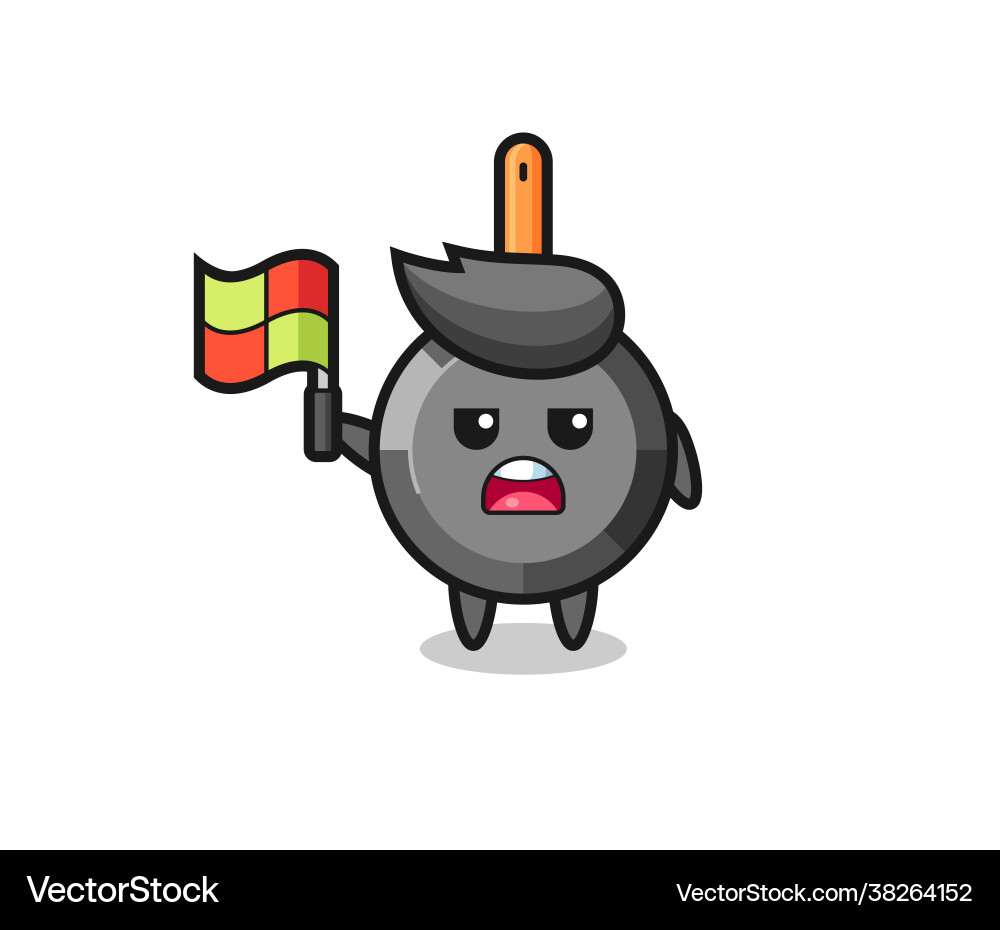 Frying pan character as line judge putting Frying pan character as line judge putting vector image