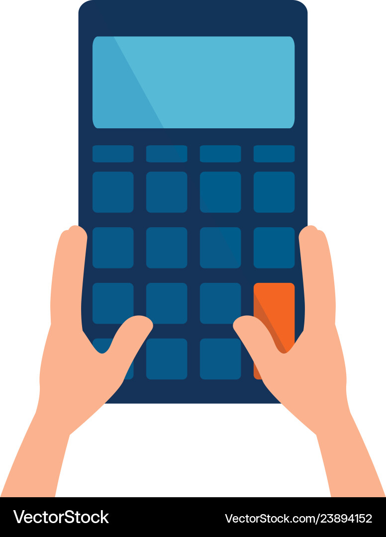 Hands using calculator math Hands using calculator math Vector Image
