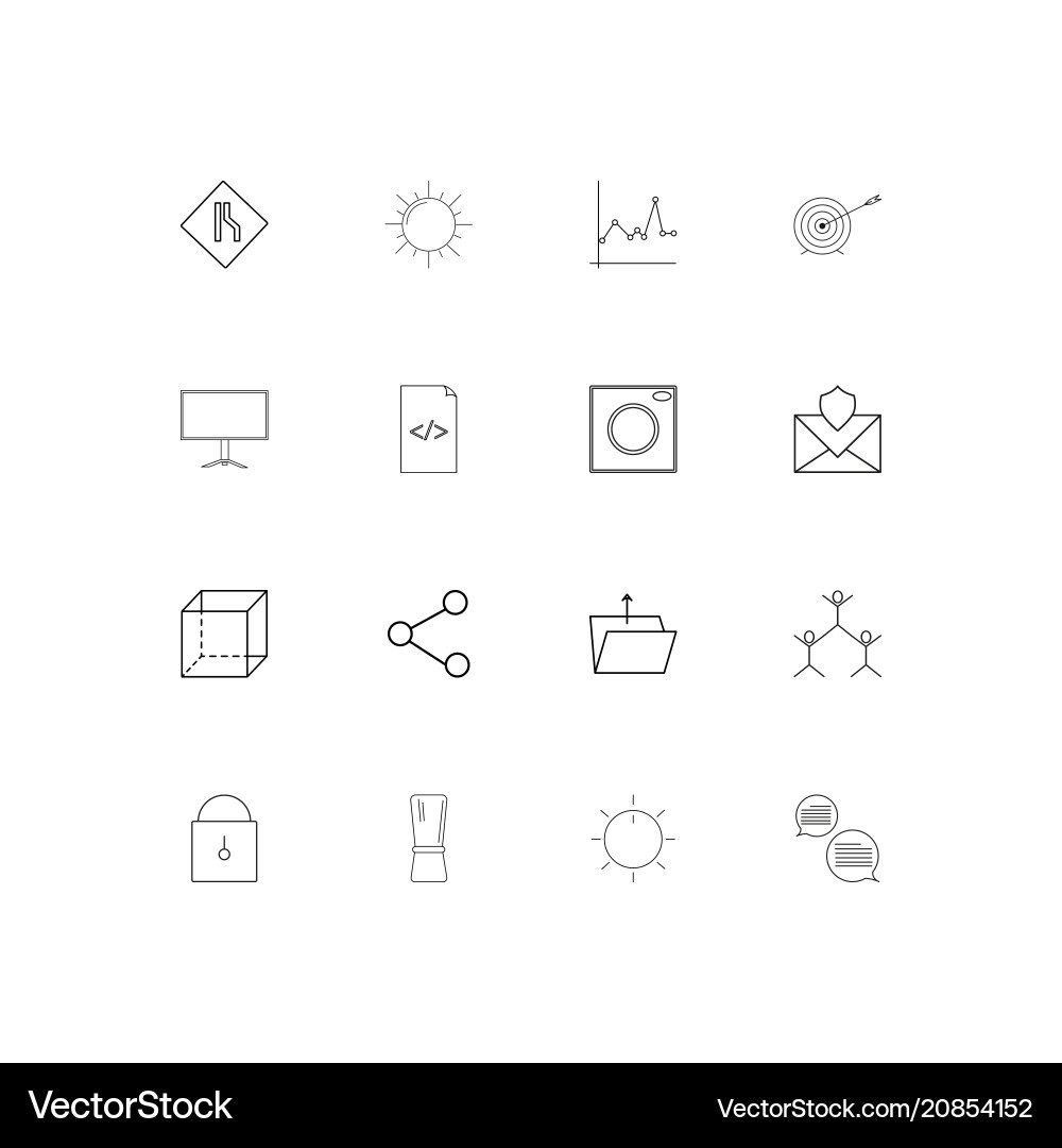 Interface linear thin icons set outlined simple vector image