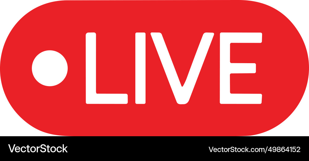 Live streaming icon red symbol and button vector image