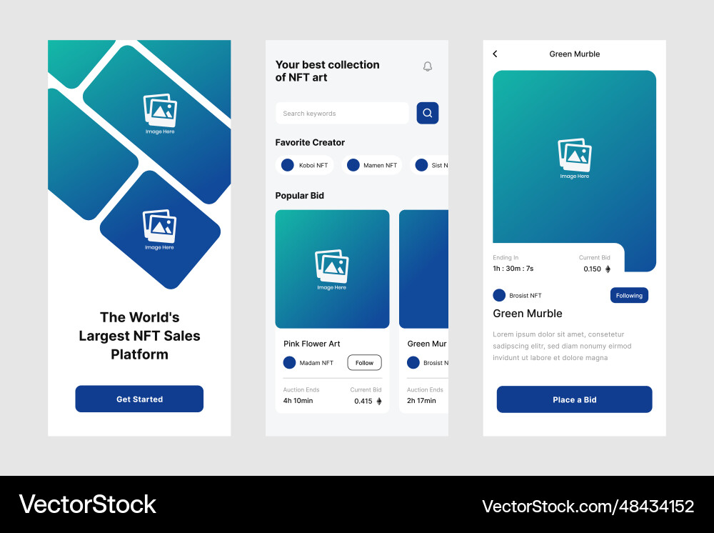 Nft art ui design template Nft art ui design template vector image