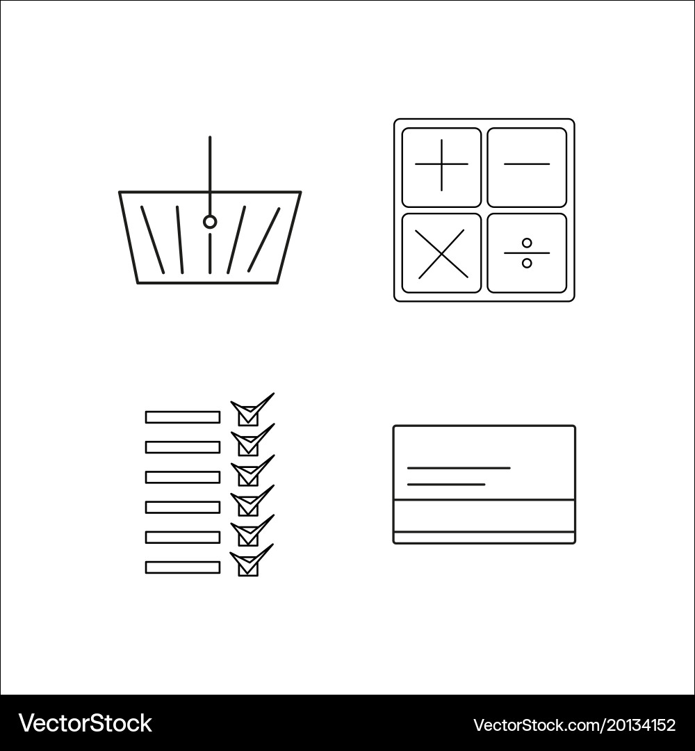 Office simple linear icon setsimple outline icons vector image