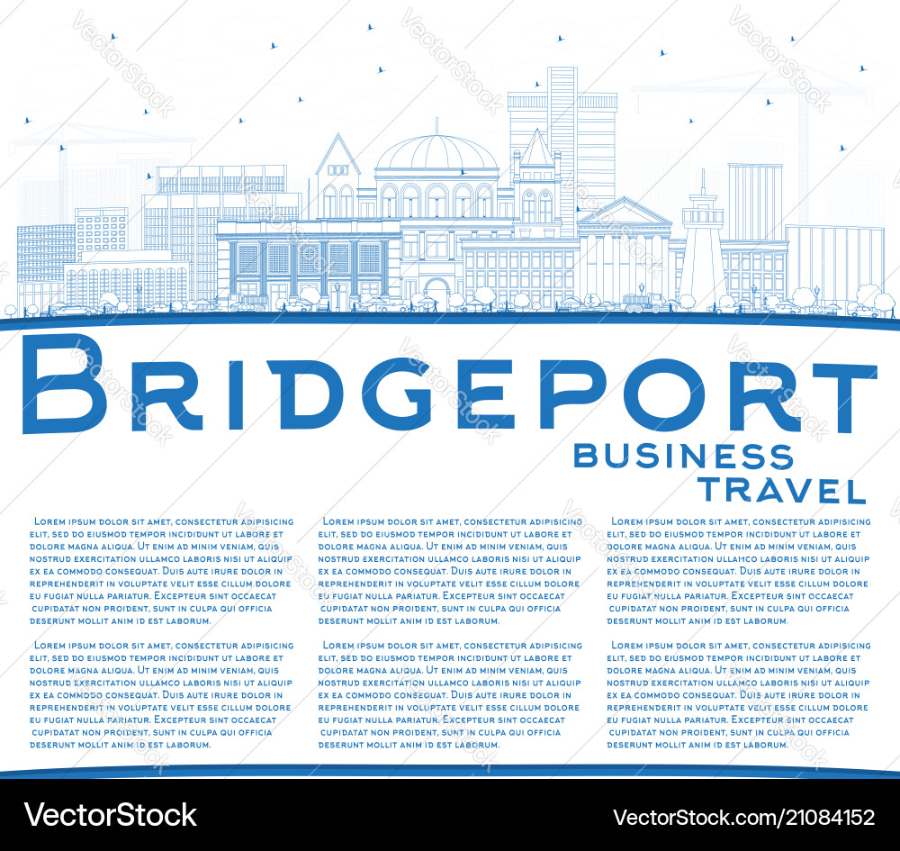 Outline bridgeport connecticut city skyline Outline bridgeport connecticut city skyline vector image