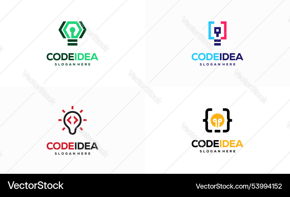 Set of code idea logo designs concept programmer Set of code idea logo designs concept programmer vector image