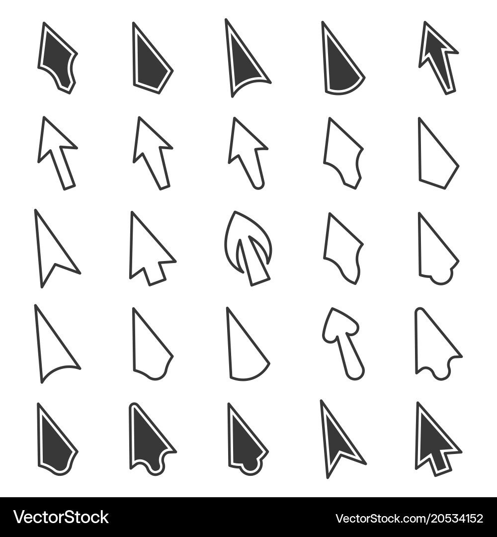Set of mouse cursor icons on a white background vector image