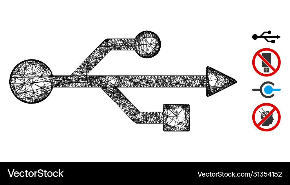 Usb symbol web mesh Usb symbol web mesh vector image