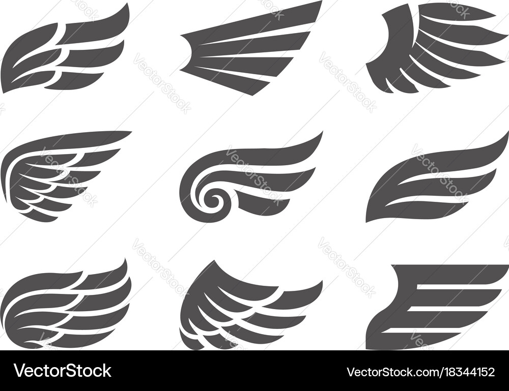 Wing Icon Set Royalty Free Vector Image - VectorStock