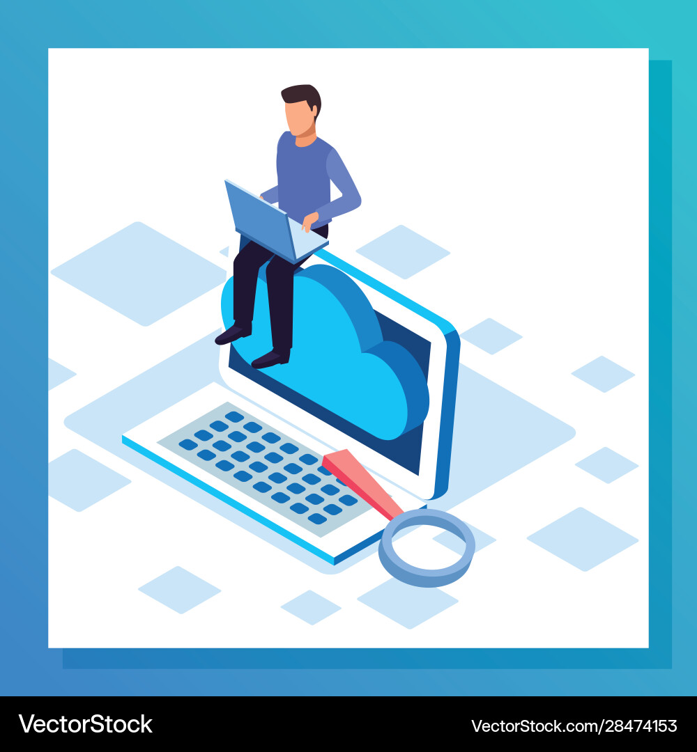 Big data colorful design with man sitting on Big data colorful design with man sitting on vector image