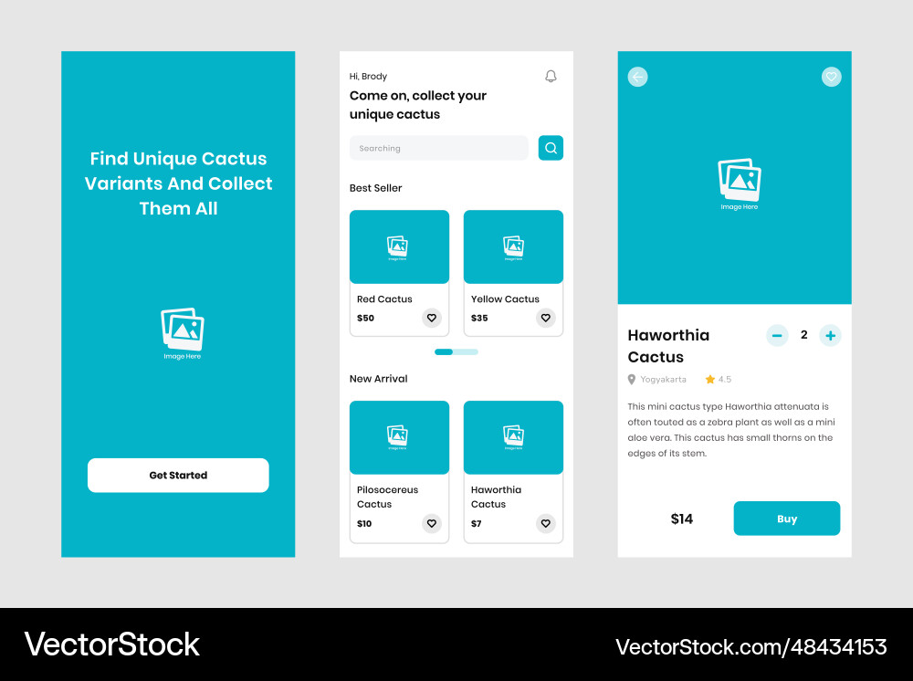 Cactus ui design template Cactus ui design template Vector Image