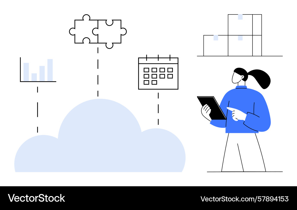 Cloud-based task management with analytics Cloud-based task management with analytics vector image