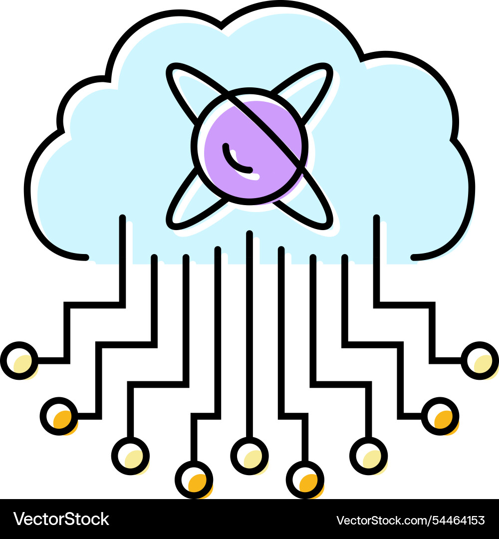 Cloud computin quantum technology color icon Cloud computin quantum technology color icon vector image