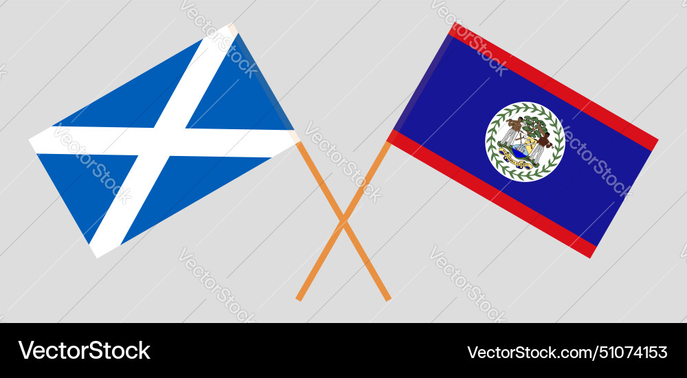 Crossed flags of scotland and belize official Crossed flags of scotland and belize official vector image