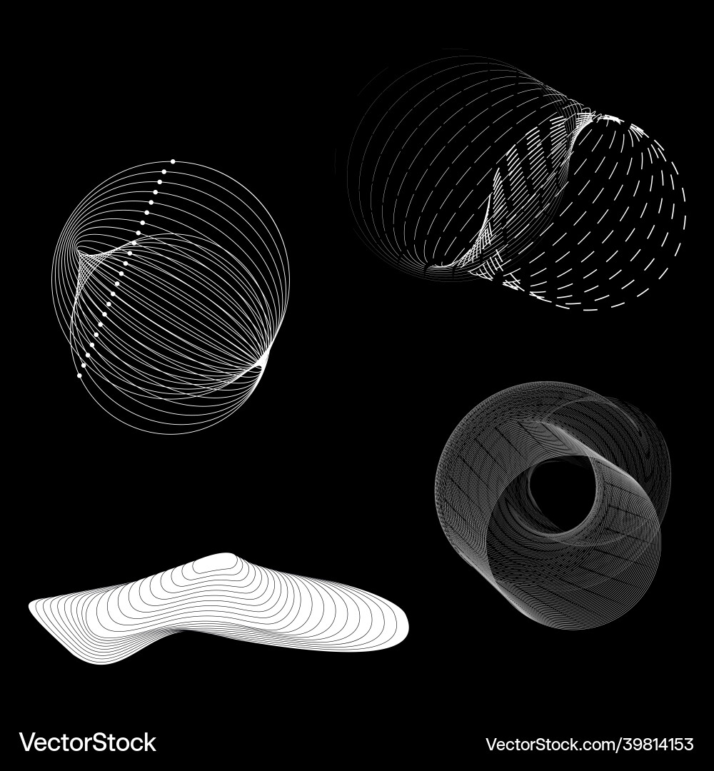 Generative art set abstract shapes elements Generative art set abstract shapes elements Vector Image