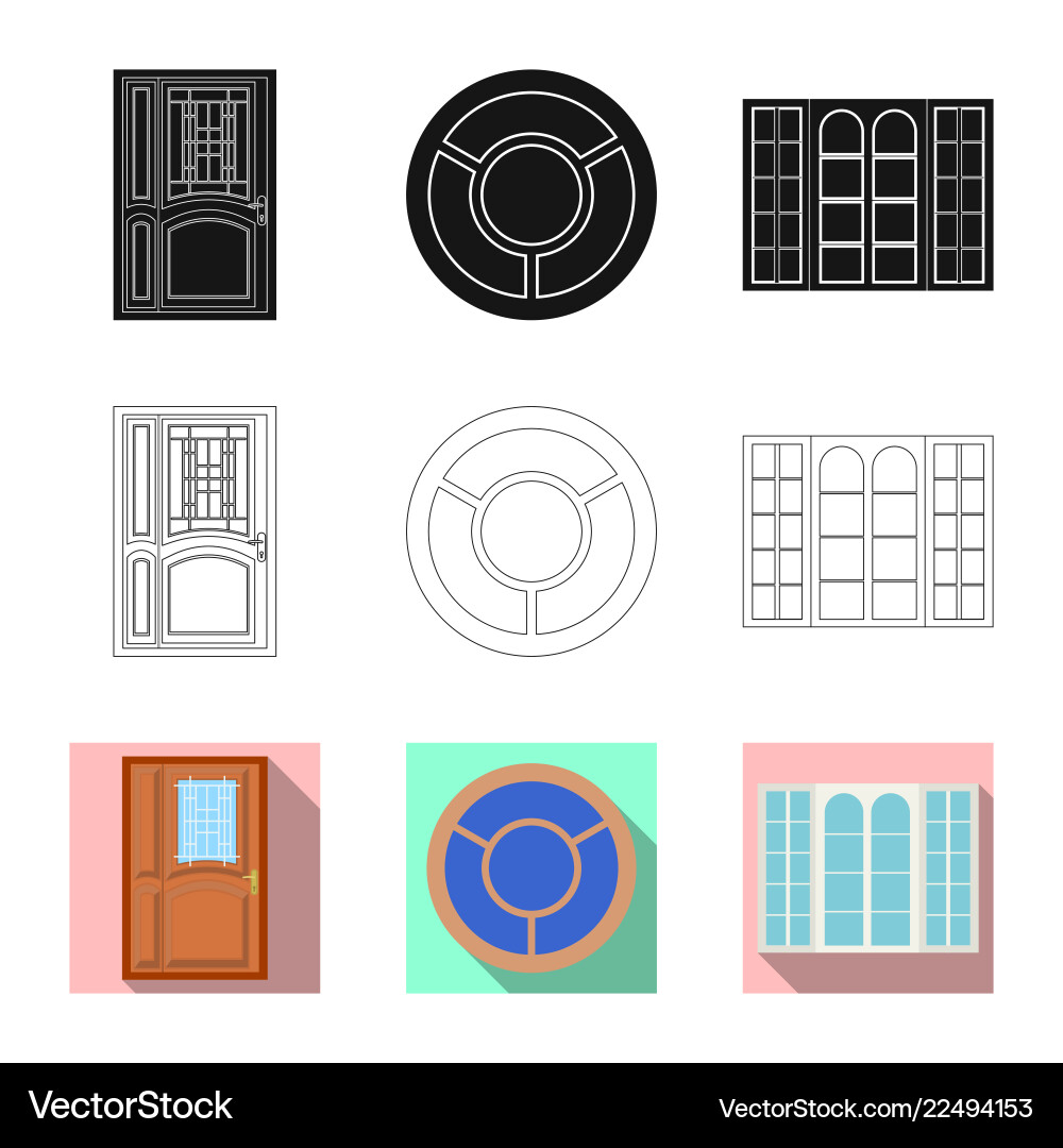 Isolated object of door and front sign set Vector Image