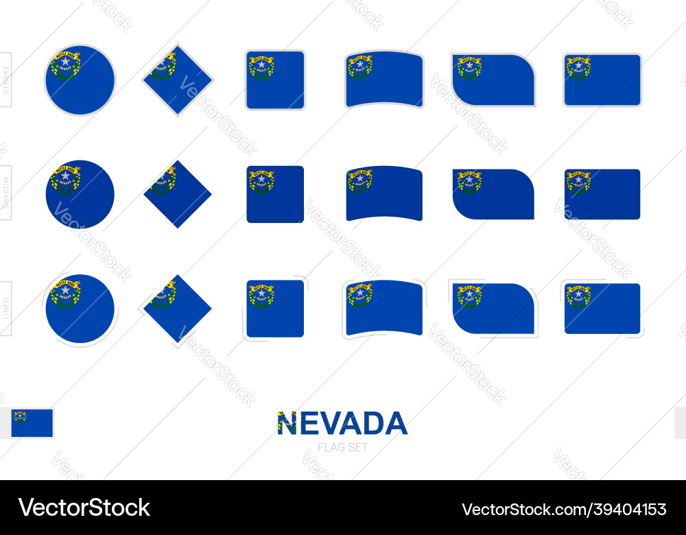 Nevada flag set simple flags of with three Vector Image