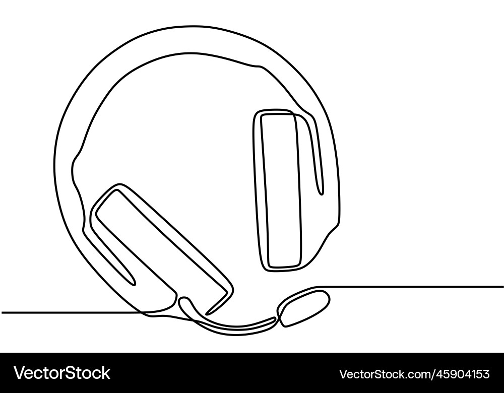 One line drawing of headphone speaker device One line drawing of headphone speaker device vector image