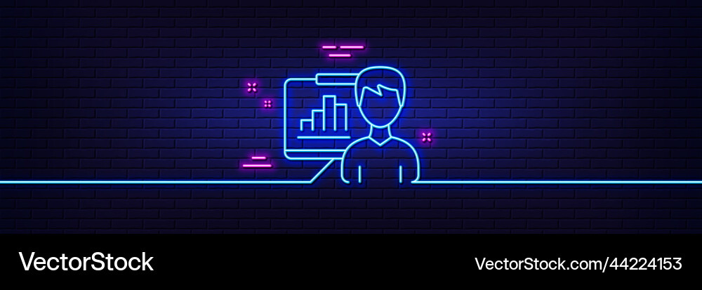 Presentation board line icon column graph sign Presentation board line icon column graph sign vector image
