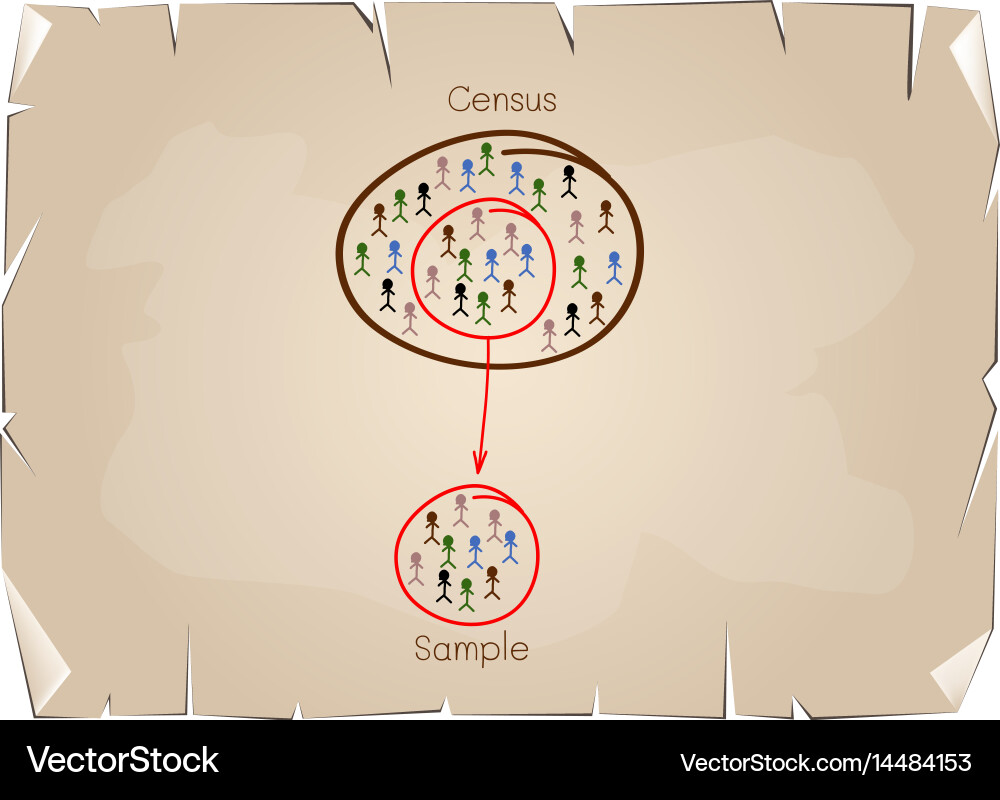 Research process sampling from a target population Vector Image
