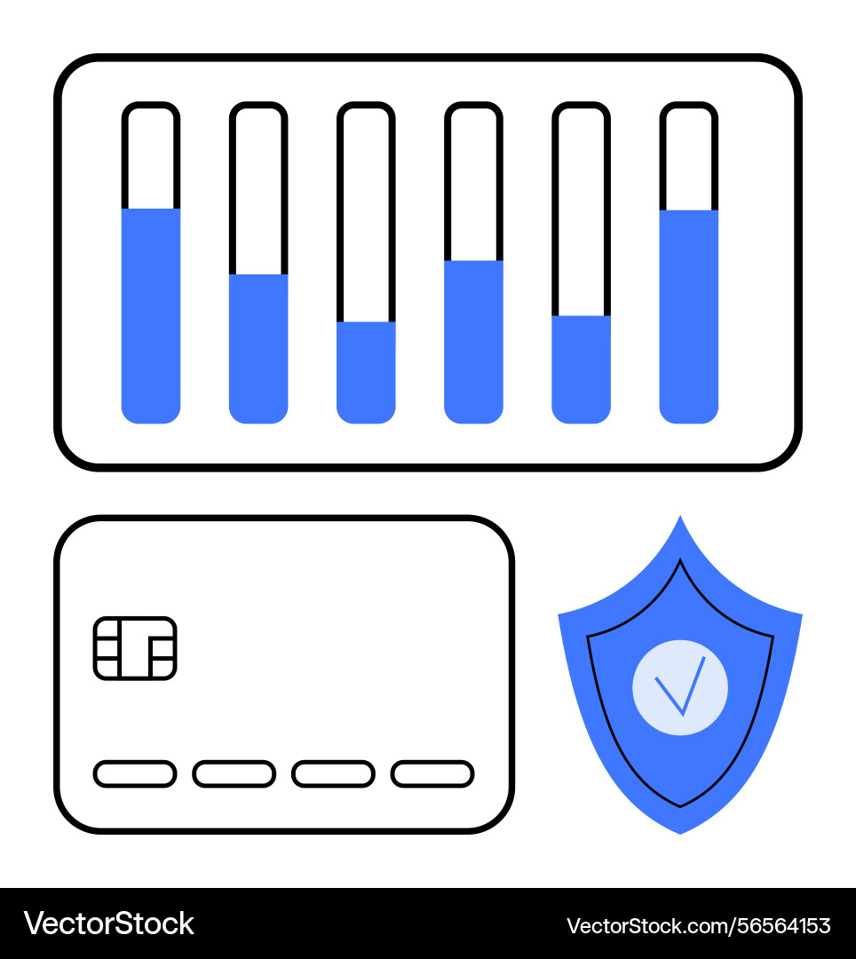 Secure digital payment concept with card shield Vector Image