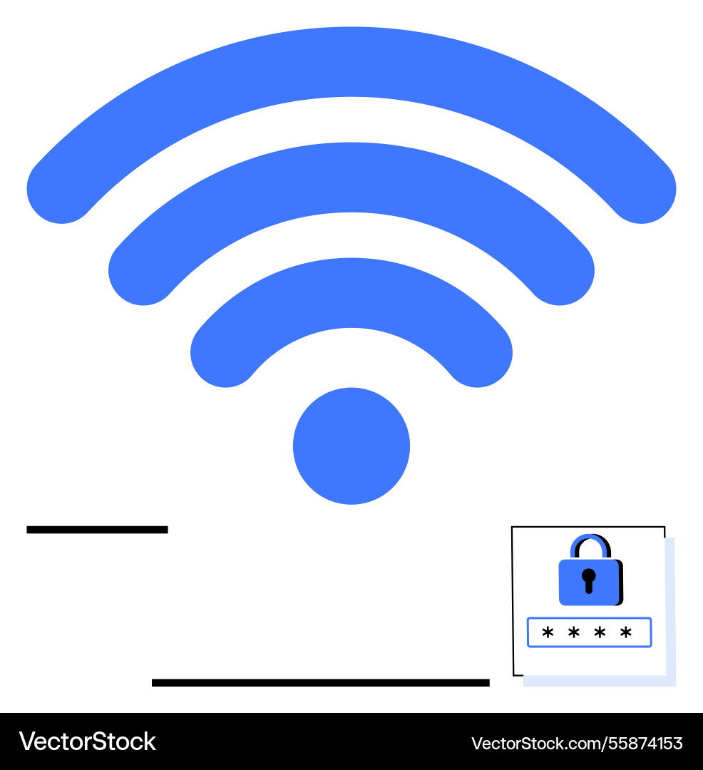 Secure wireless connection with locked password Secure wireless connection with locked password Vector Image