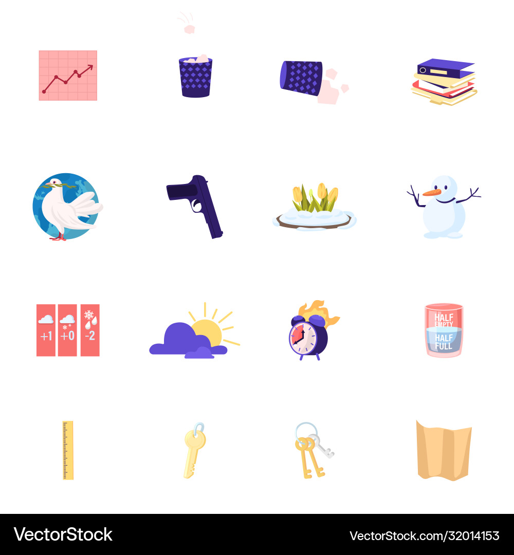 Set icons growing arrow chart litter bin Set icons growing arrow chart litter bin vector image
