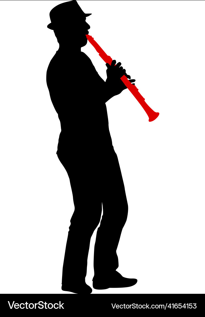 Silhouette of musician playing the clarinet vector image