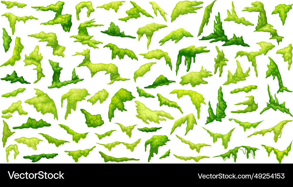 Swamp moss cartoon mosses forest lichen for wood Swamp moss cartoon mosses forest lichen for wood vector image