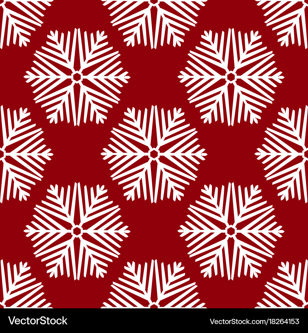 White Snowflake Pattern on Red Background vector image