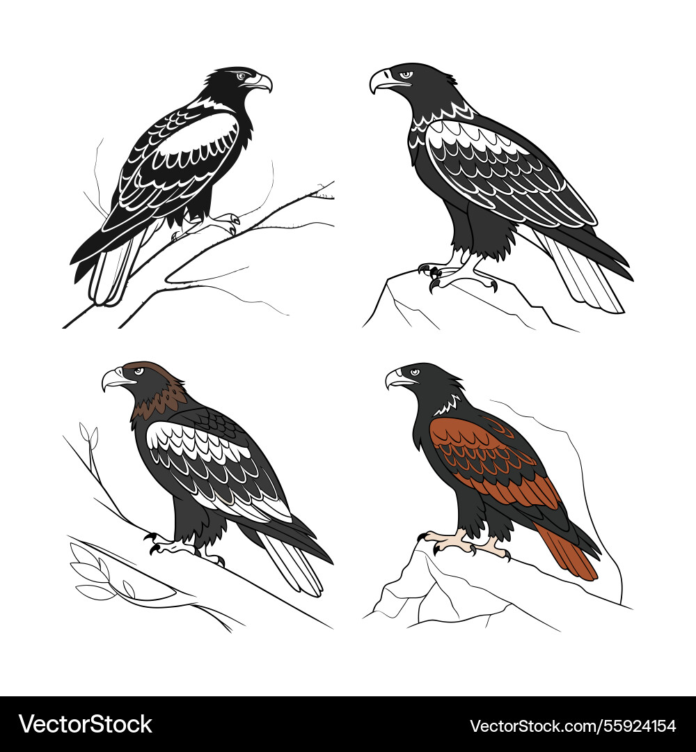 Ai-generated set of bird design Vector Image