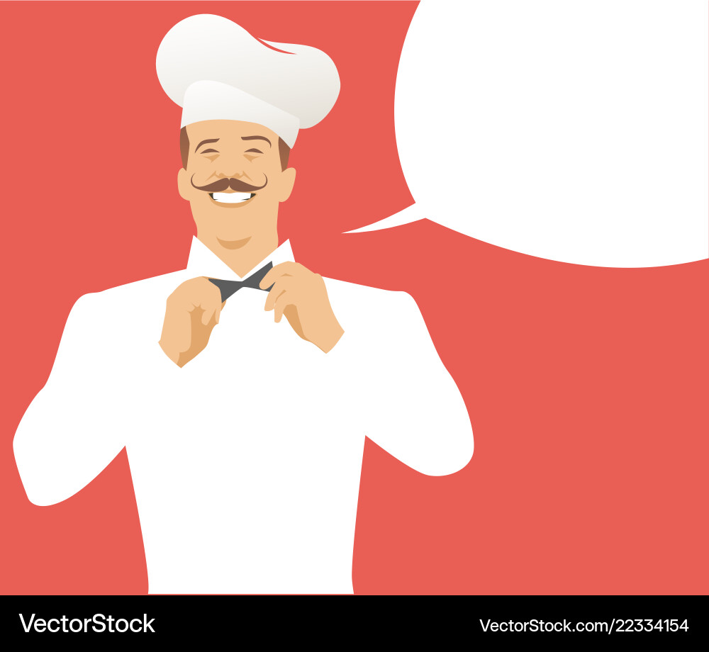 Chef with mustache and empty speech balloon retro vector image