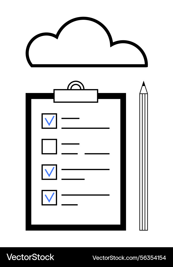Cloud-based task management with checklist Cloud-based task management with checklist vector image