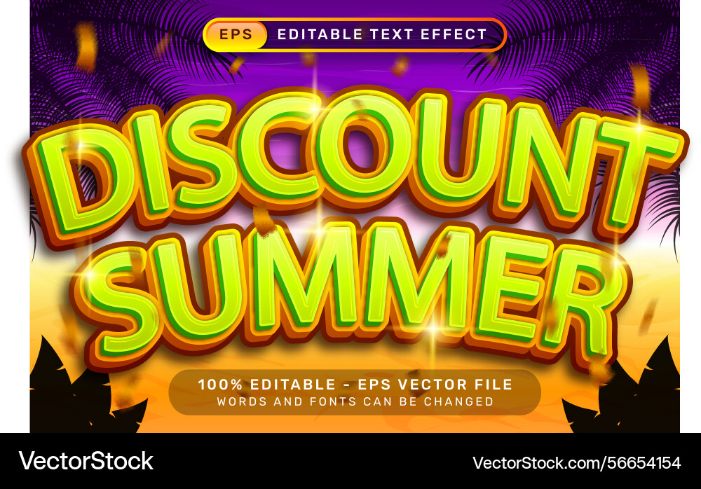 Discount summer vibes retro color 3d editable text vector image