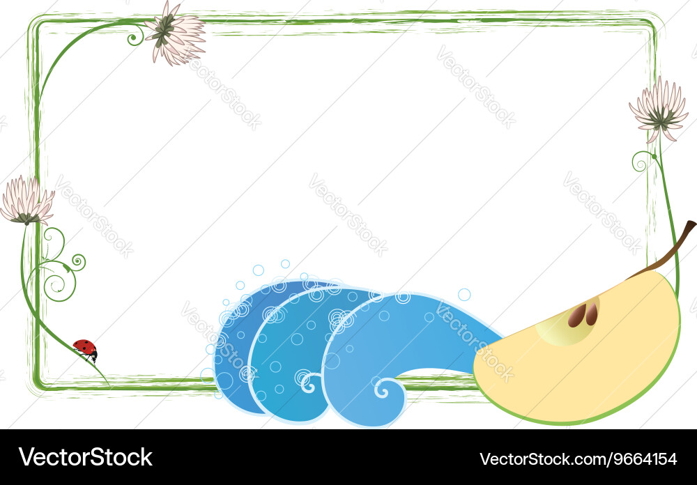 Frame with clover apple and ladybird Vector Image