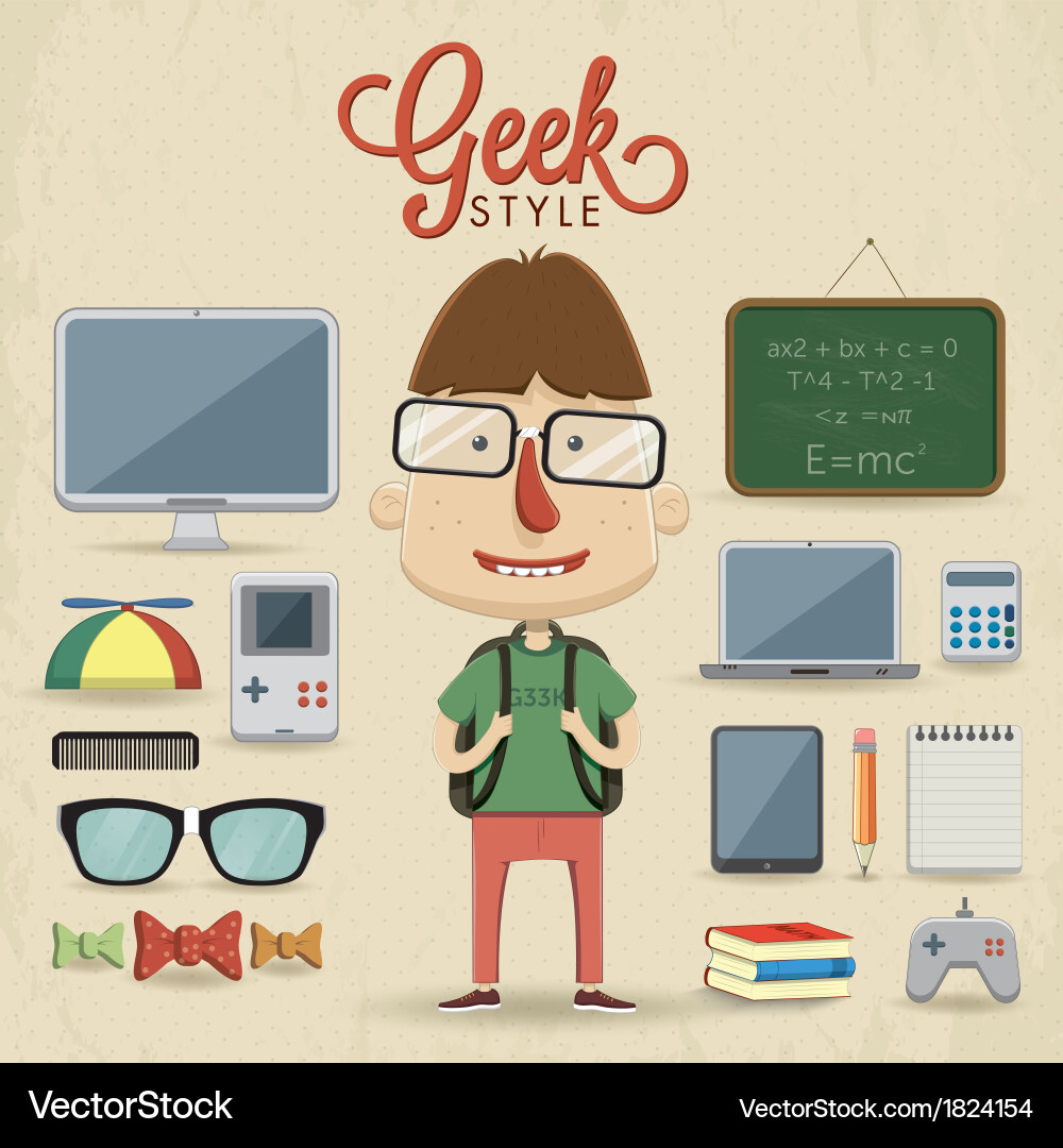 Geek character design vector image