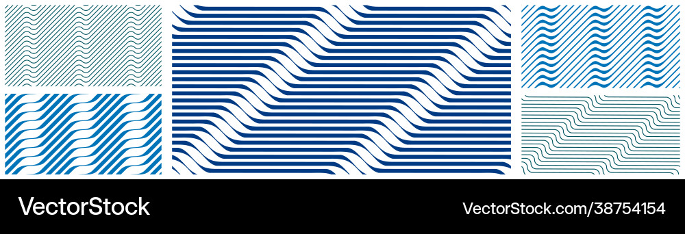 Geometric wavy lines seamless pattern set 3d Geometric wavy lines seamless pattern set 3d vector image