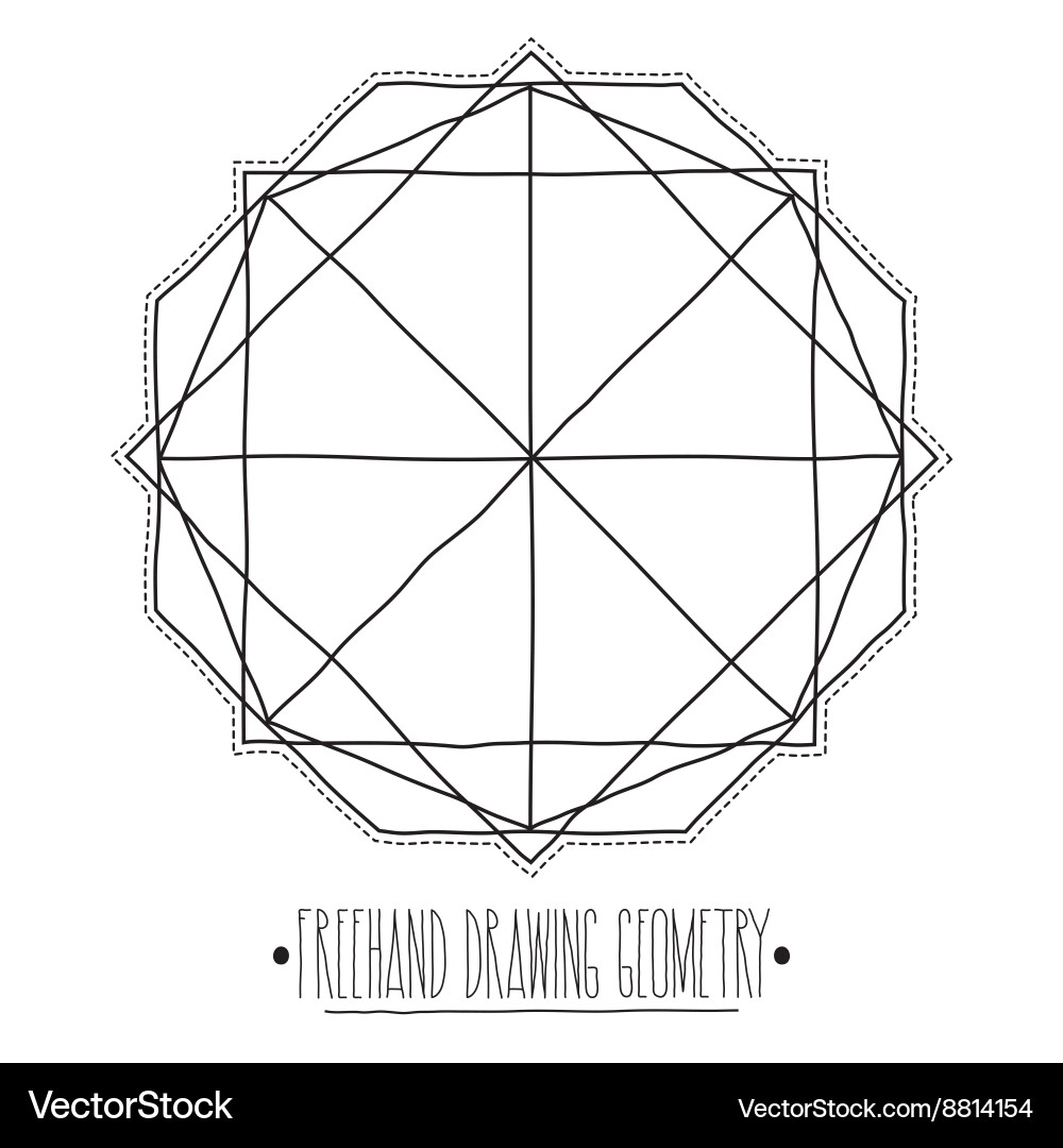 Hollow geometric figures and elements with lines Vector Image