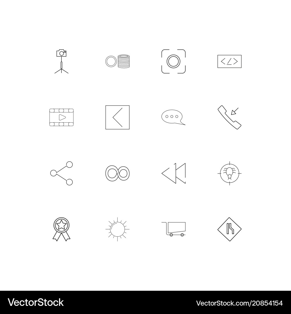 Interface linear thin icons set outlined simple vector image