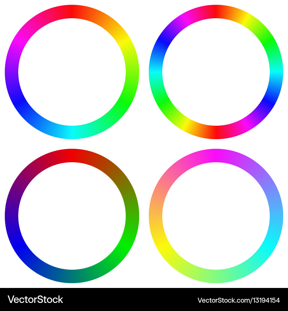 Isolated gradient rainbow circle color palette set vector image